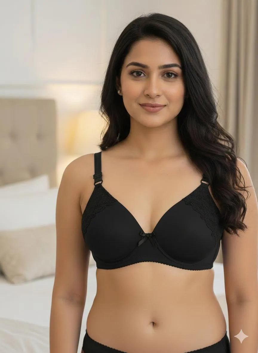 🖤 Silk Plain Comfortable & Lightweight Padded Bra 🖤