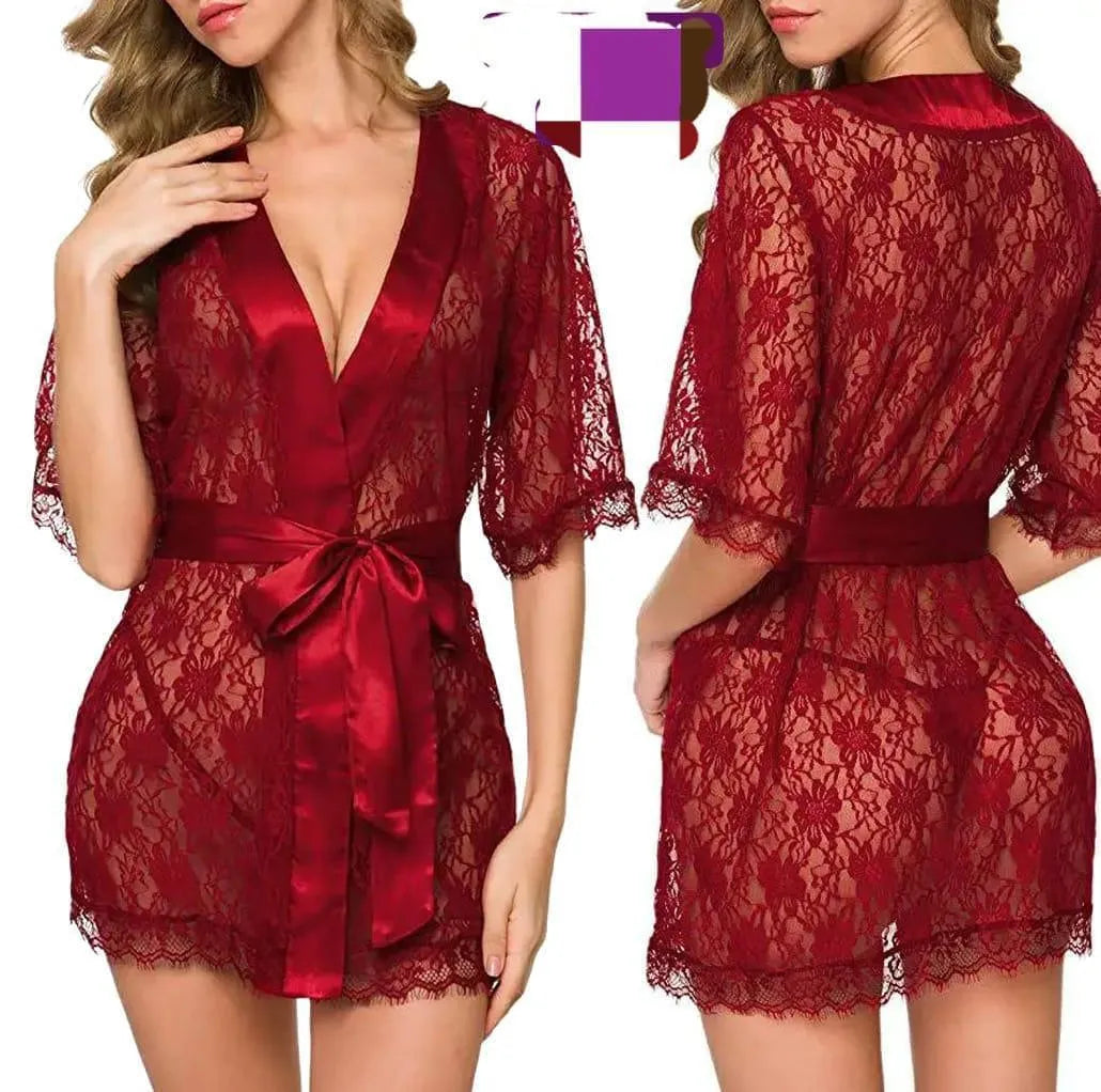 💖 2 Pcs Women’s Stitched Silk Lace-Work Night Gown 💖