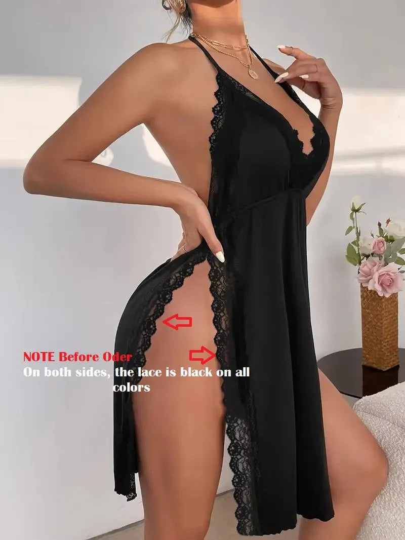 💎 1 Pc Women’s Stitched Silk Plain Night Gown
Deep V-Neck Backless Bridal Suspender Nightdress 💃✨