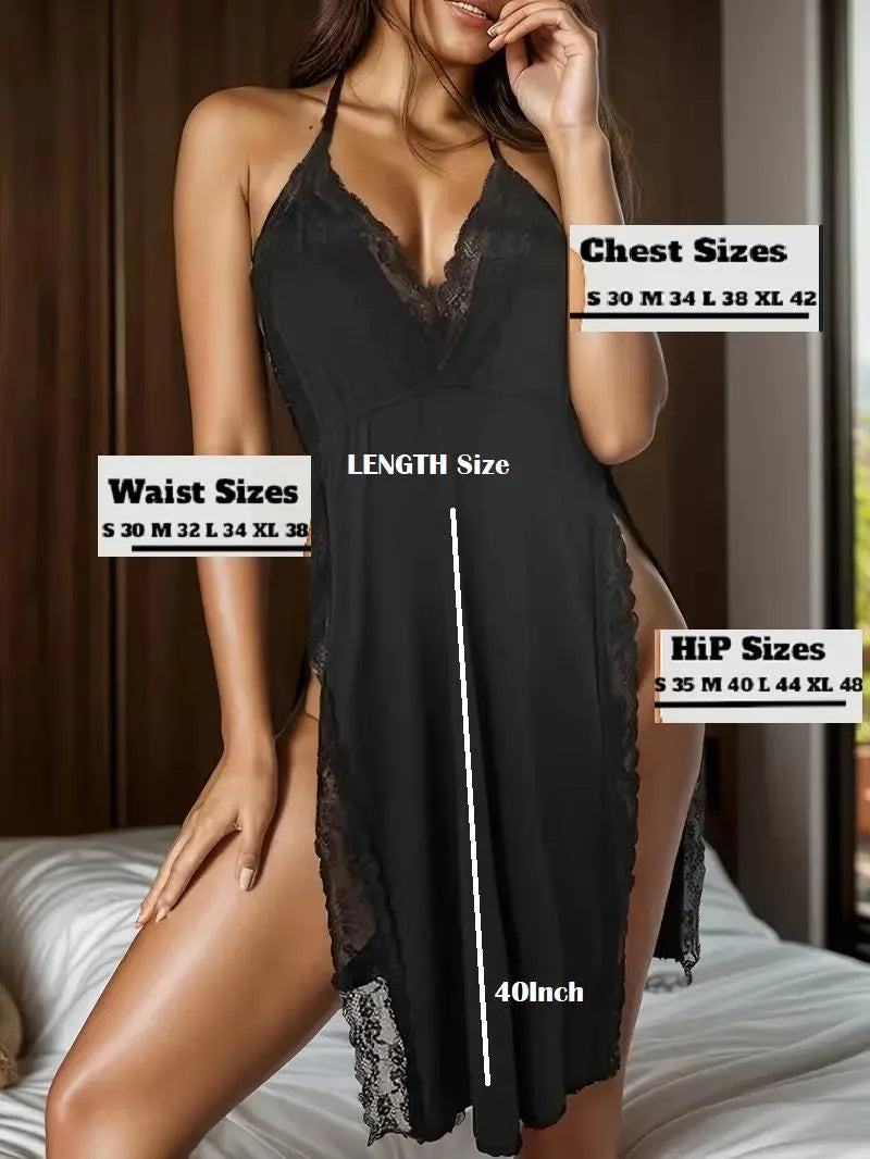 💎 1 Pc Women’s Stitched Silk Plain Night Gown
Deep V-Neck Backless Bridal Suspender Nightdress 💃✨
