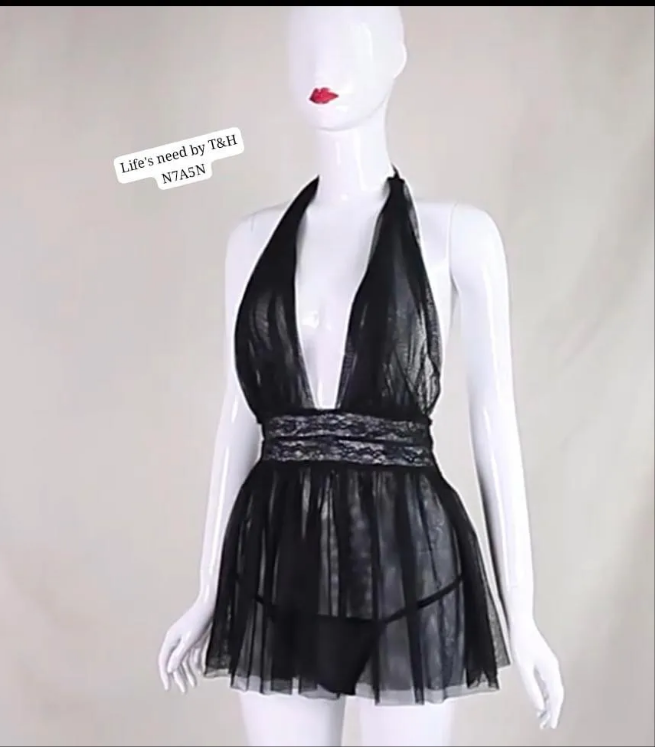 🖤 2 Pcs Net Frilly Comfortable & Breathable Nightgown 🖤